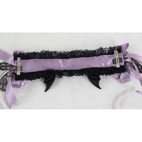 Gothic Lolita Devil Horns Headband Lace Furry Costume Accessory Halloween